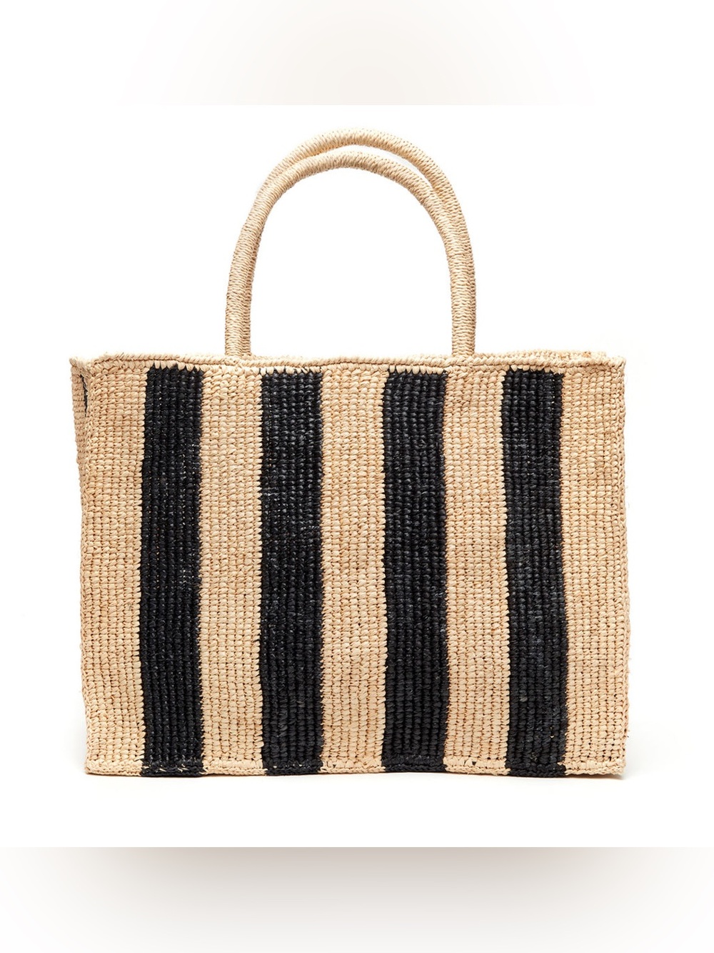 Mar Y Sol Roma Striped Tote - Black and Tan